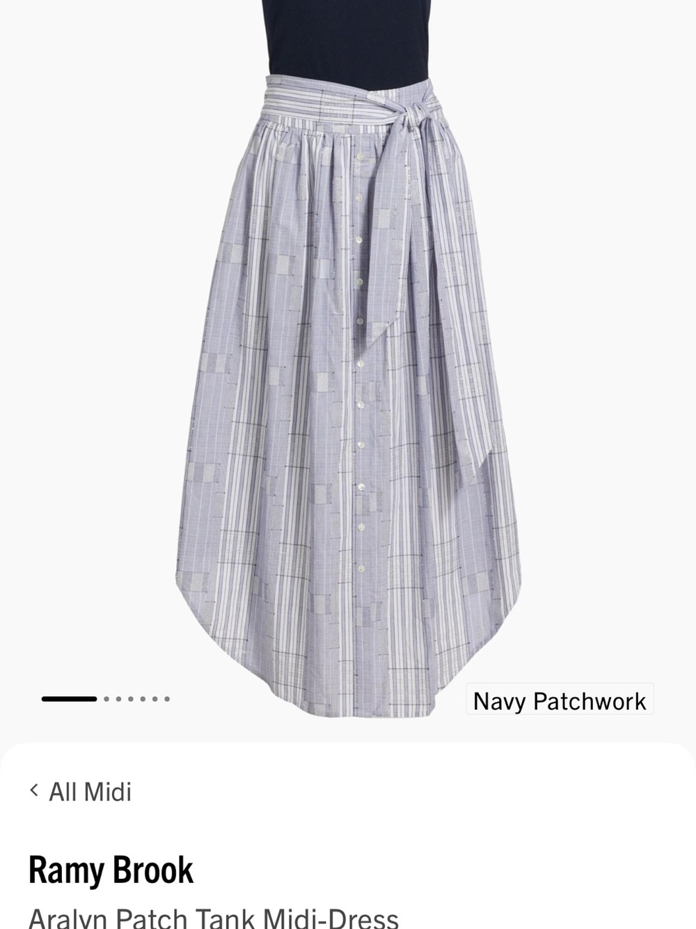 Ramy Brook Aralyn Light Blue Patchwork Midi Dress